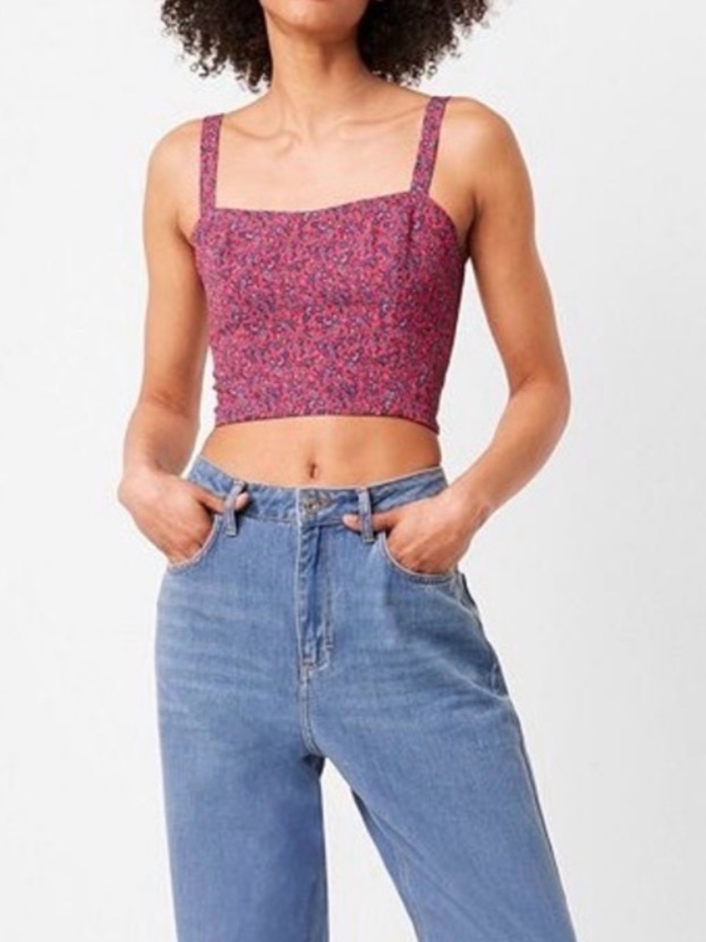 French Connection Raspberry Floral Crop Tank